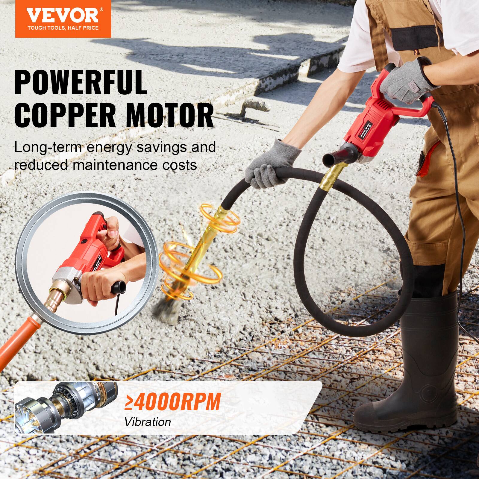 VEVOR TOUGH TOOLS, HALF PRICE

POWERFUL COPPER MOTOR
Long-term energy savings and reduced maintenance costs

≥4000RPM
Vibration