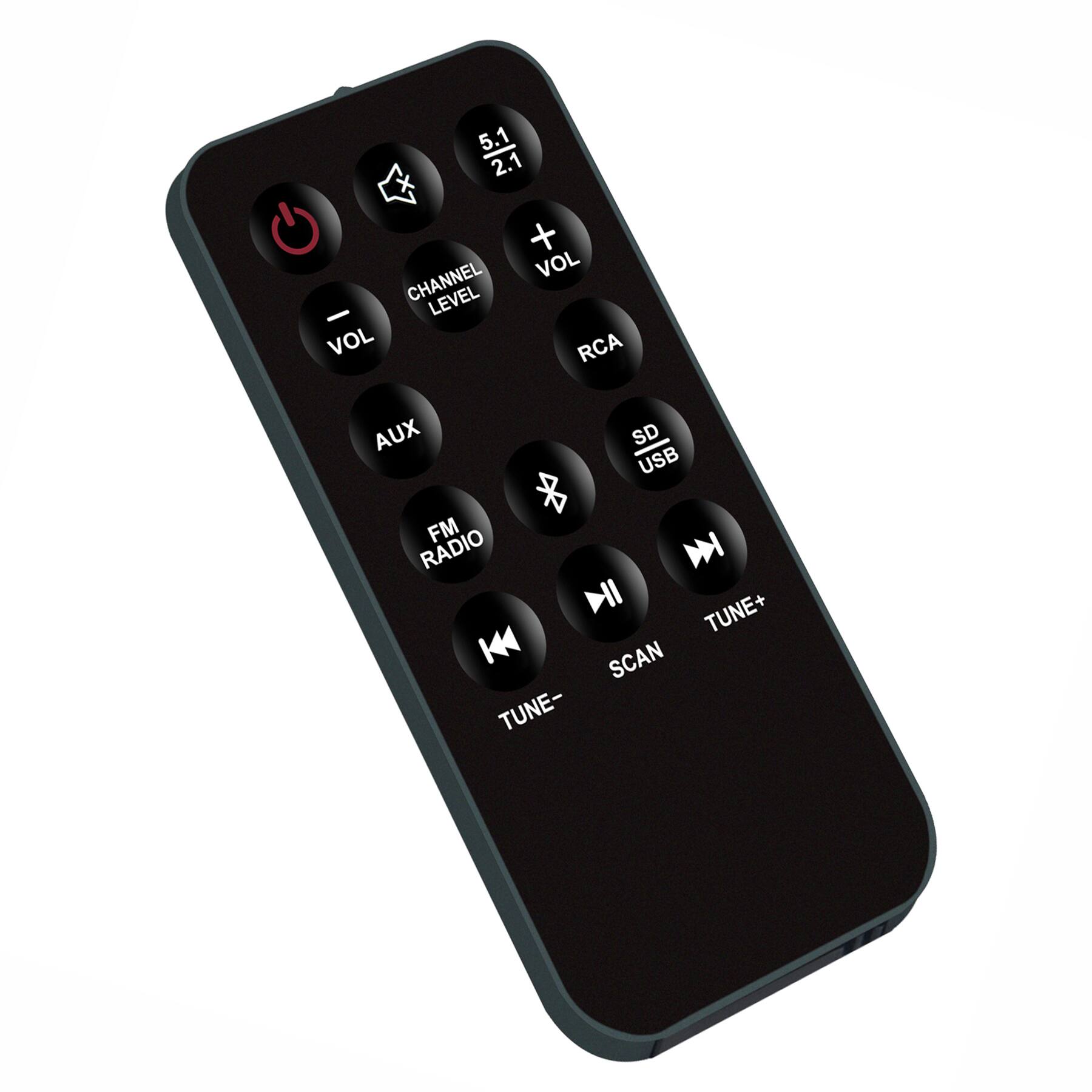 5.1 2.1 CHANNEL LEVEL - VOL + VOL RCA AUX SD USB FM RADIO TUNE+ SCAN TUNE-