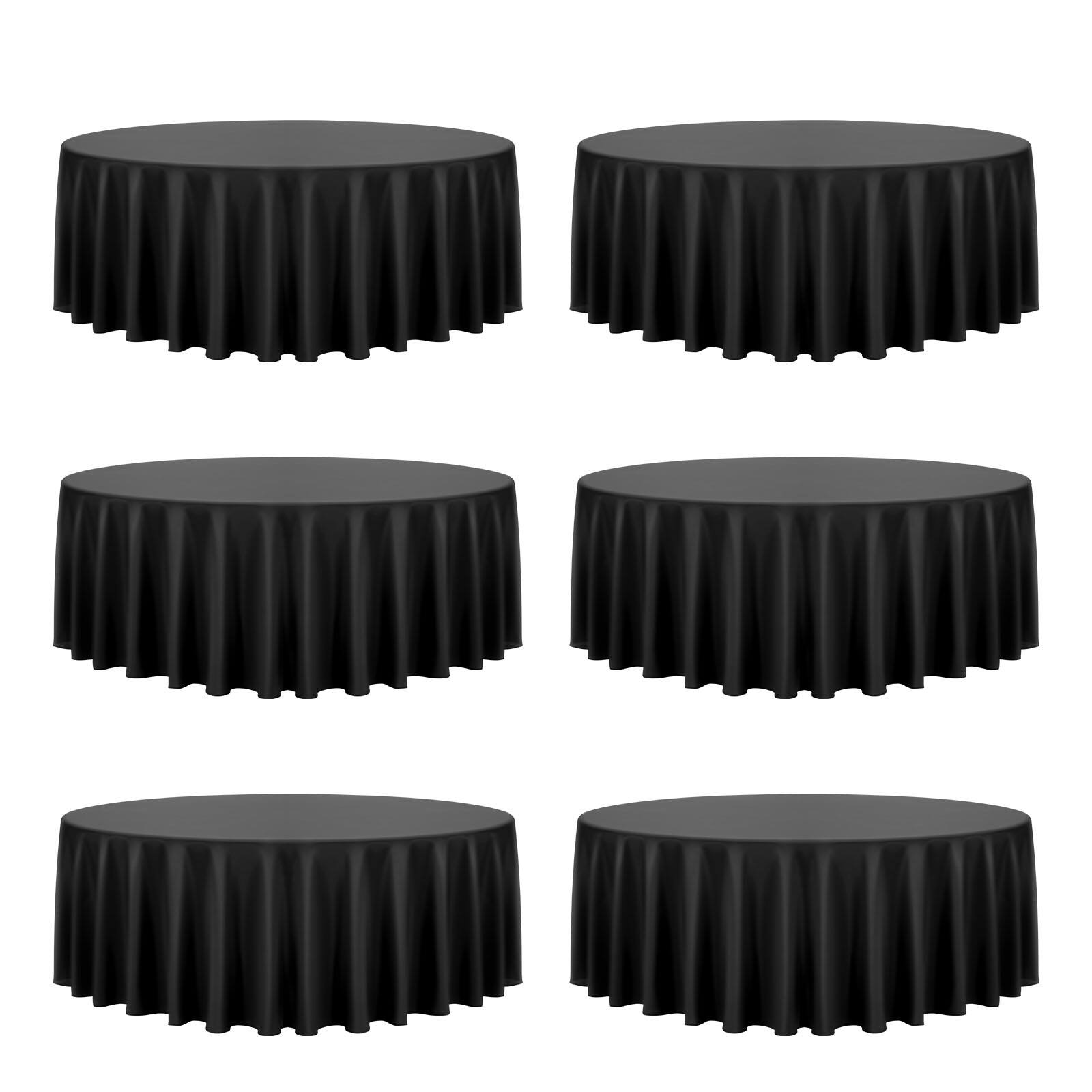 Alt View 5. VEVOR - Black Round Tablecloths 6 Pack, 120 Inches in Diameter, Stain- & Wrinkle- Resistant, Machine Washable Table Clothes - Black.