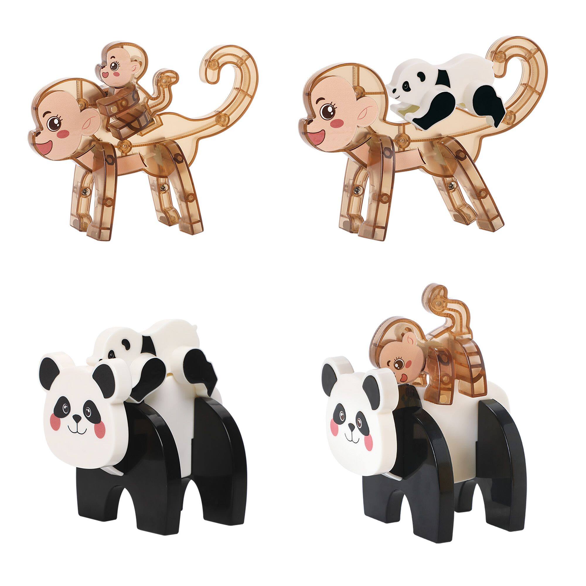 Alt View 4. PicassoTiles - PICASSO-TILES 4PC Panda & Monkey Magnet Tiles, Educational Magnetic Building Blocks for Kids Toddlers Boys & Girls.