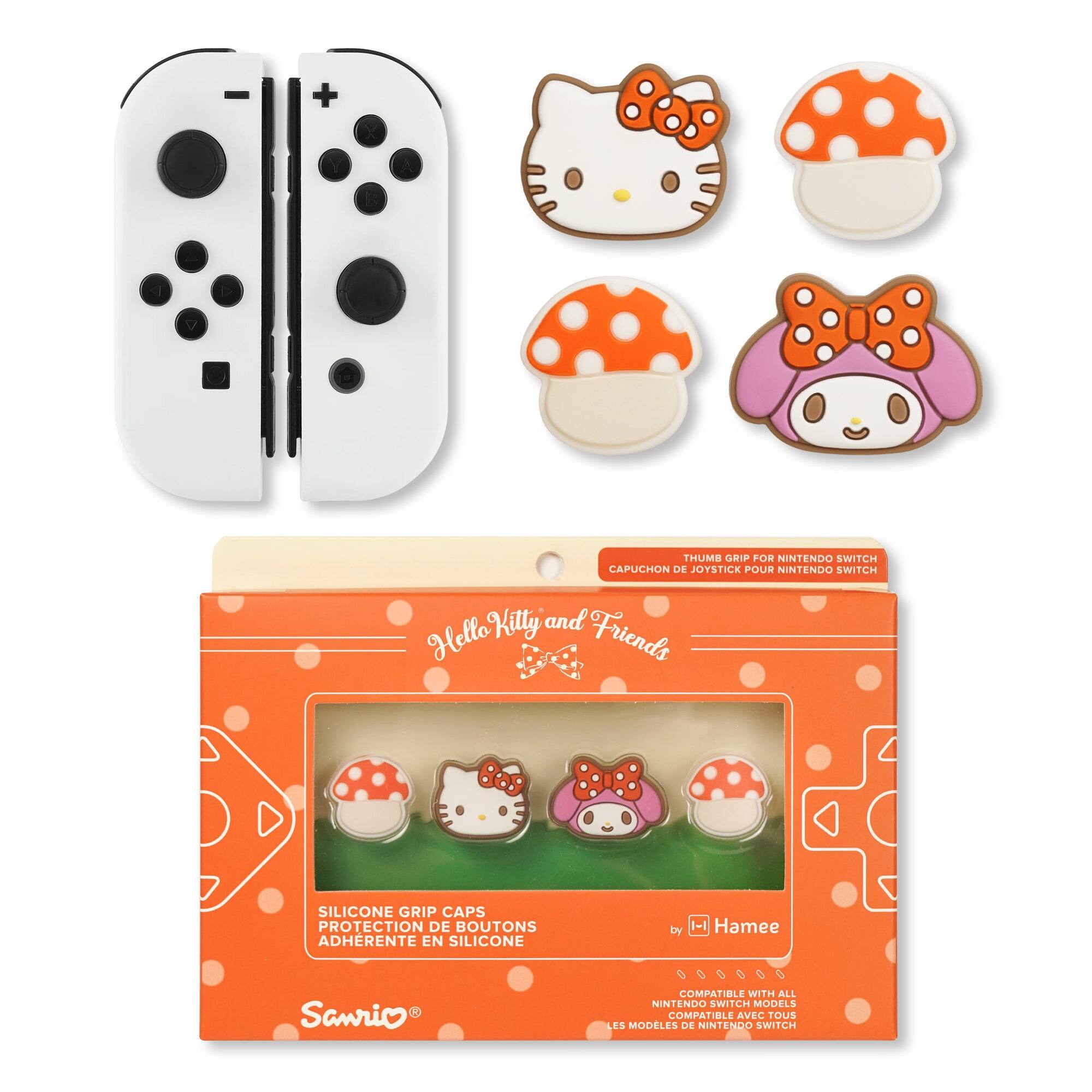 THUMB GRIP FOR NINTENDO SWITCH CAPUCHON DE JOYSTICK POUR NINTENDO SWITCH Kitty and Hello Friends

SILICONE GRIP CAPS PROTECTION DE BOUTONS ADHÉRENTE EN SILICONE

by I-I Hamee

COMPATIBLE WITH ALL NINTENDO SWITCH MODELS COMPATIBLE AVEC TOUS LES MODÈLES DE NINTENDO SWITCH