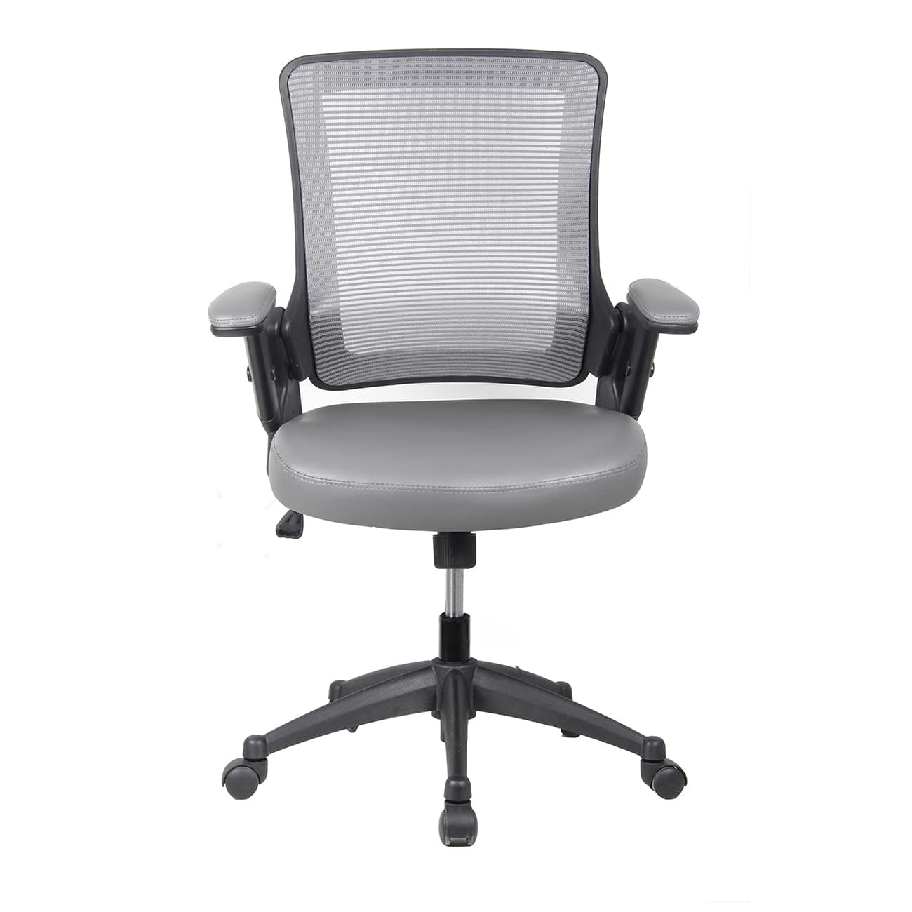 Forest'nSky - Grey Mid-Back Mesh Task Chair with Height Adjustable Arms, Ergonomic Office Seat - Gray