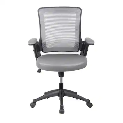 Front. Forest'nSky - Grey Mid-Back Mesh Task Chair with Height Adjustable Arms, Ergonomic Office Seat - Gray.