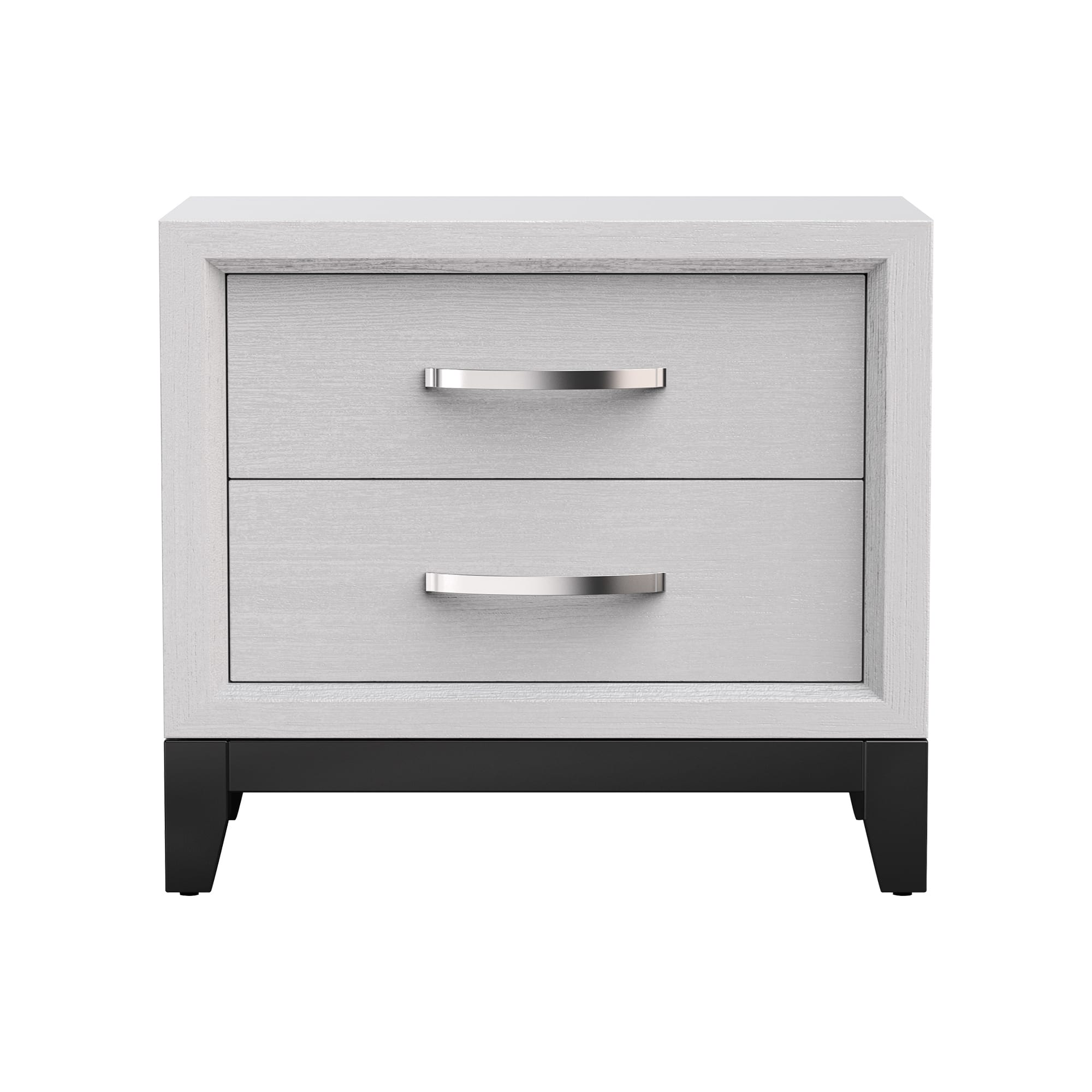 Vaczon - Modern Nightstand with 2 Drawers and Wooden Legs, Two-Tone Finish for Bedroom, Office, or Dorm Room - White