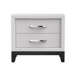 Vaczon - Modern Nightstand with Two-Tone Design and Wooden Legs, Bedroom Side Table - White