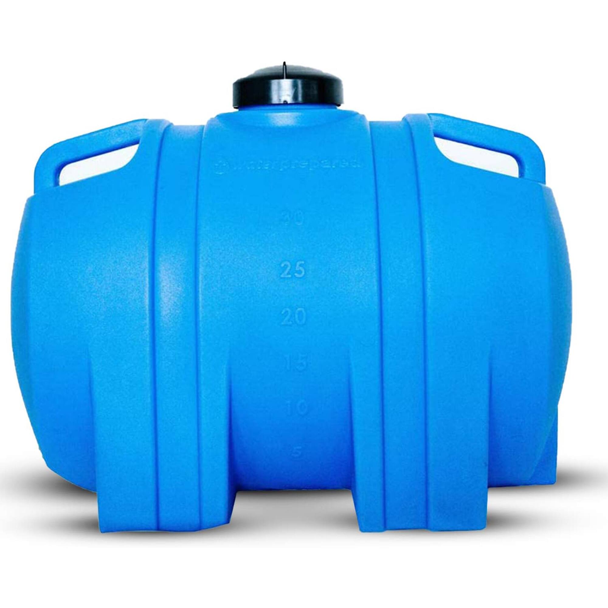 Alt View 8. WaterPrepared - WaterPrepared 35 Gal Water Tank w/ Large Cap, Brass Spigot & Handles (3 Pack) - Blue.