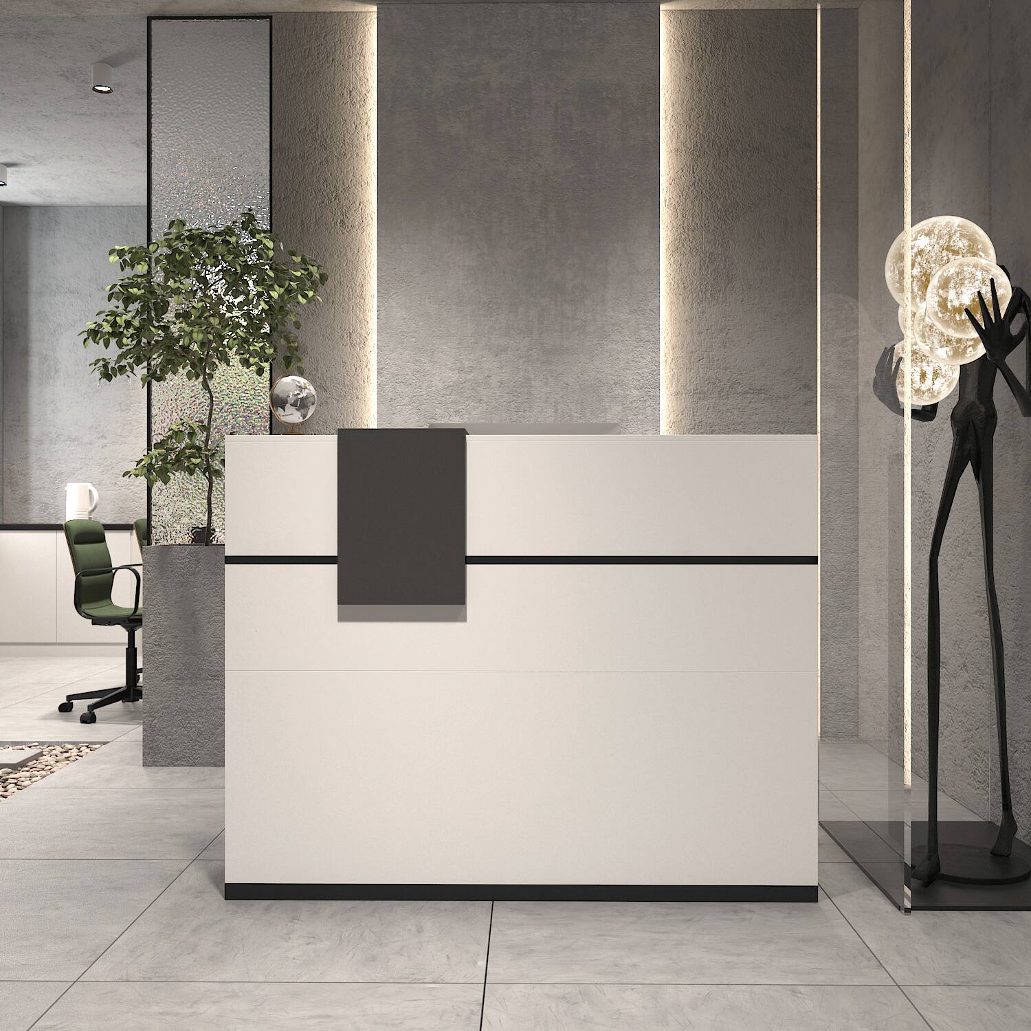 Alt View 1. Famapy - Famapy Commercial Reception Desk: Stylish, Functional & Durable for Business Spaces - White.