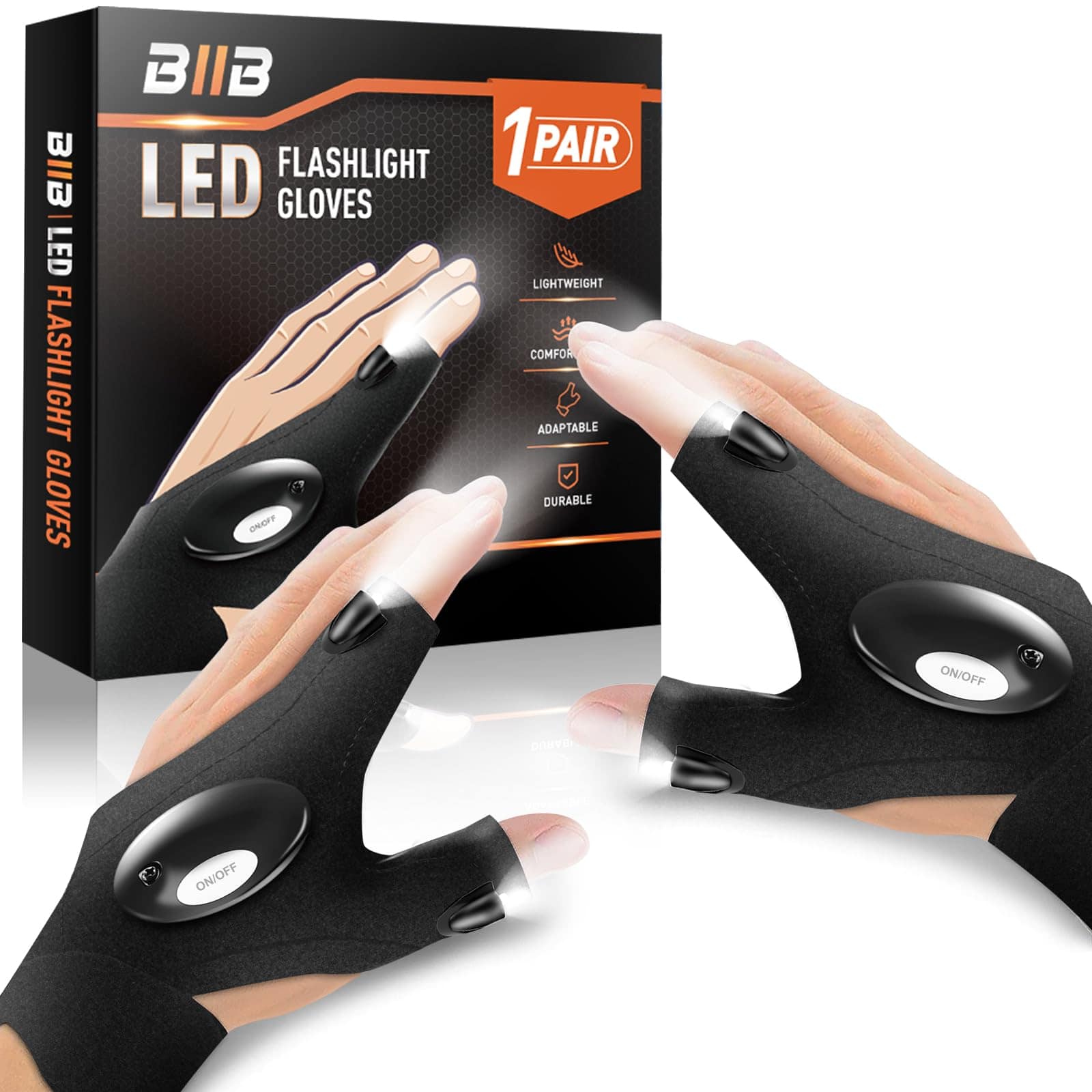 DORLUKFU – LED Flashlight Gloves, Valentines Day Gifts for Him Men, Mens Valentines Gifts for Dad, Him, Husband, Boyfriend,