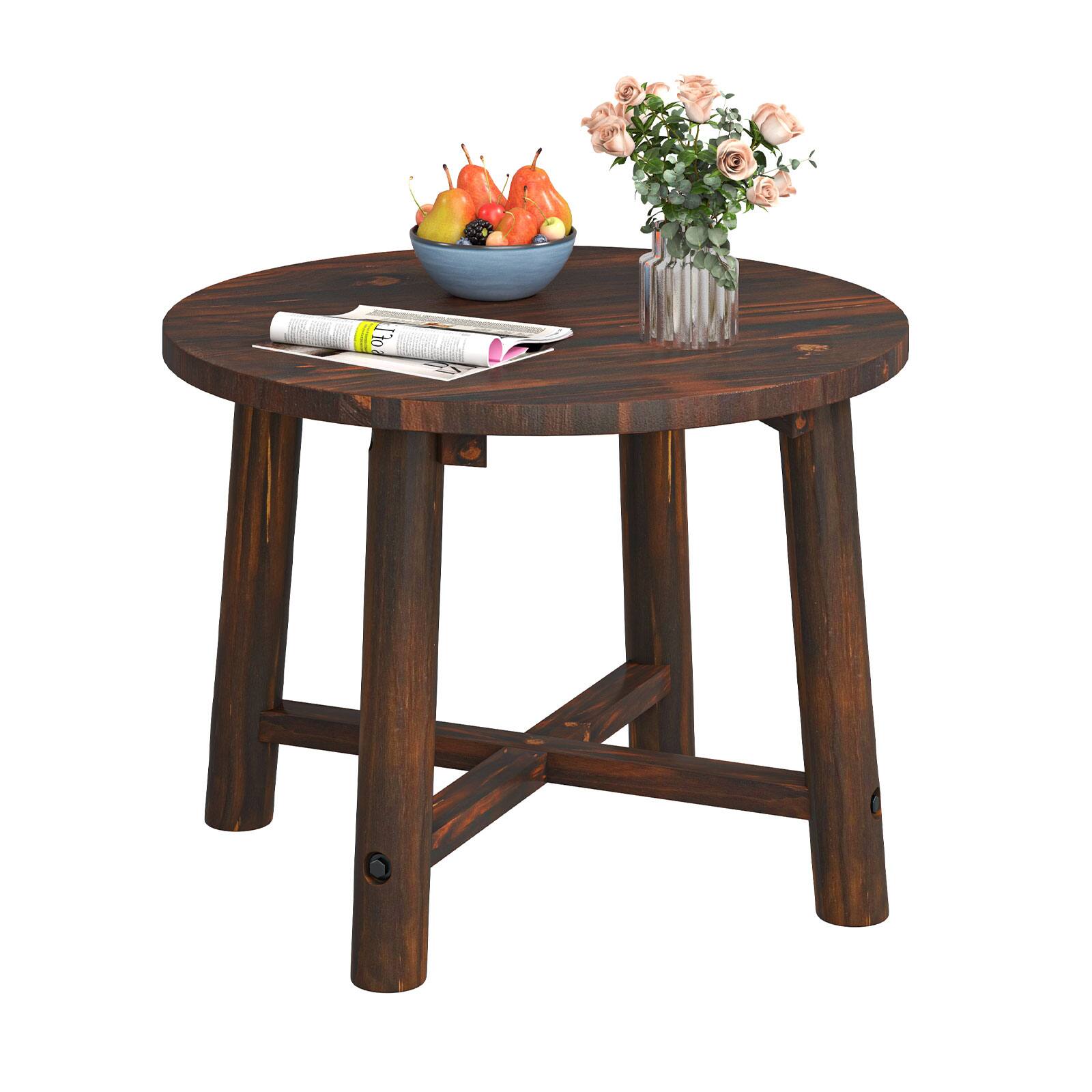 Front. Sugift - Patio End Table with Solid Wood Structure for Garden Deck Poolside and Indoors - Brown.