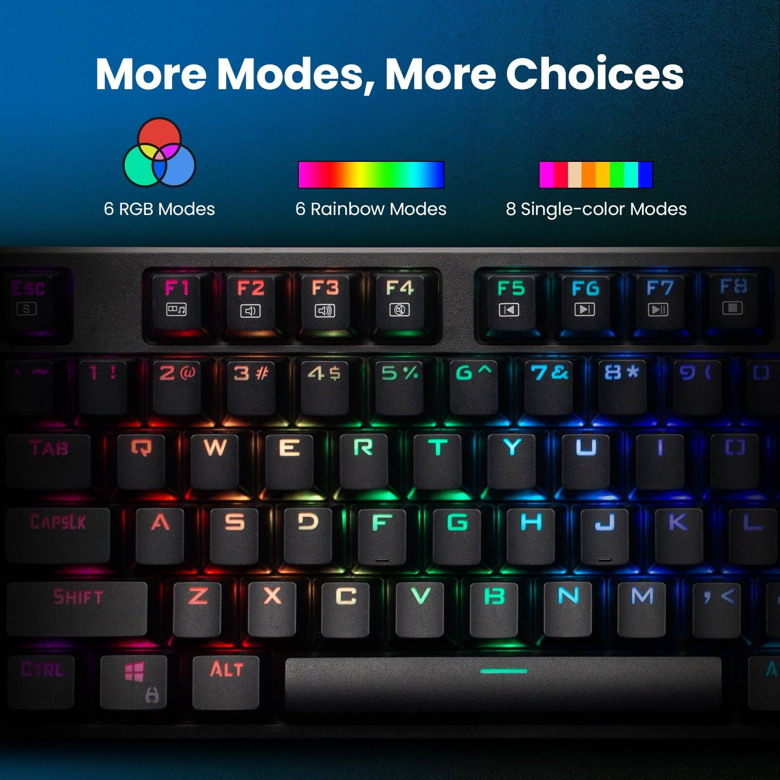 More Modes, More Choices

6 RGB Modes  
6 Rainbow Modes  
8 Single-color Modes