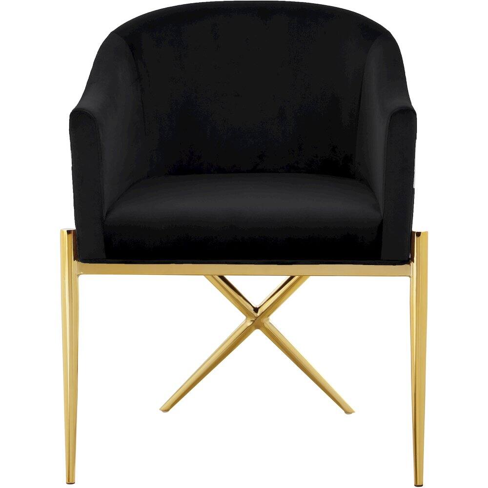 Alt View 2. Meridian Furniture - Xavier Black Velvet Dining Chair - Black.