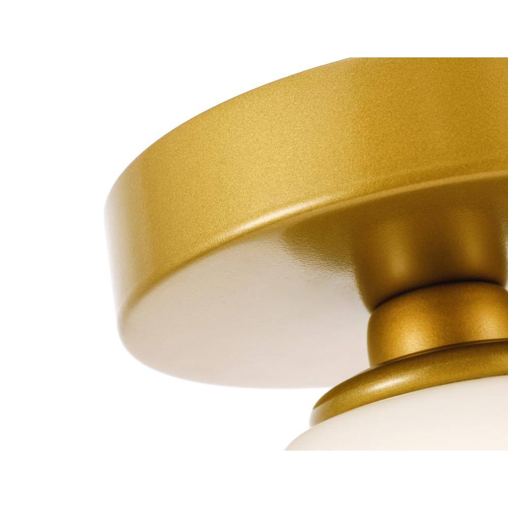 Left. Living District - Gene 1 light Brass and Frosted white glass Flush mount - Brass And Frosted White Glass.