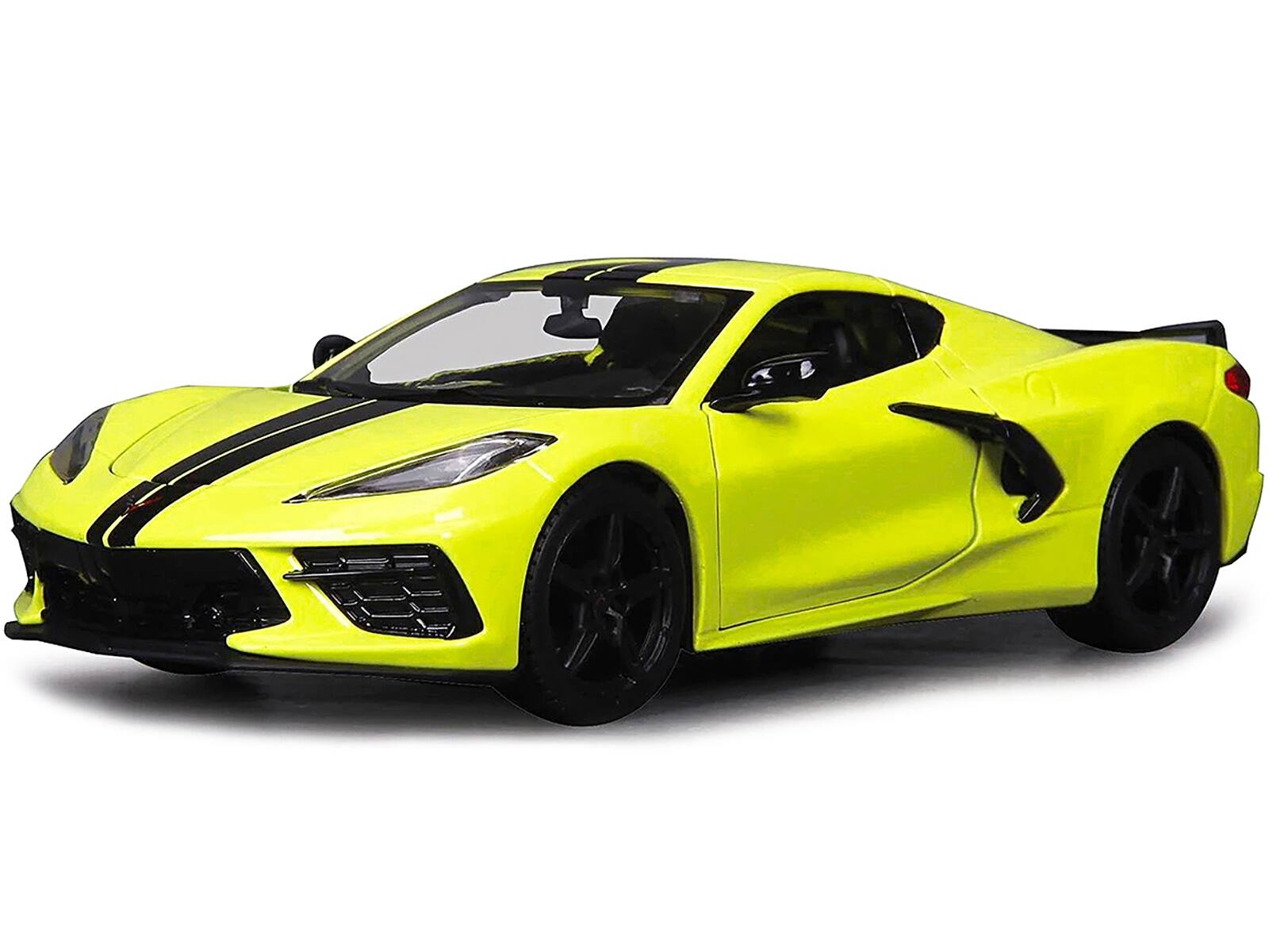 Alt View 1. Maisto - 2020 Chevrolet Corvette Stingray Z51 Coupe Yellow with Black Stripes 1/24 Diecast Model Car by Maisto.