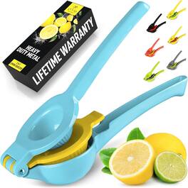 Zulay Kitchen - Metal 2-In-1 Lemon Squeezer - Blue and Yellow