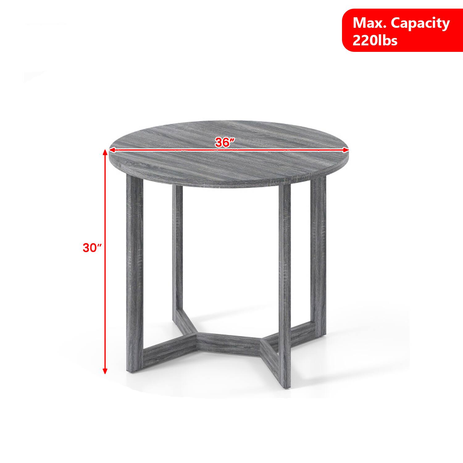 Max. Capacity 220lbs  
36"  
30"
