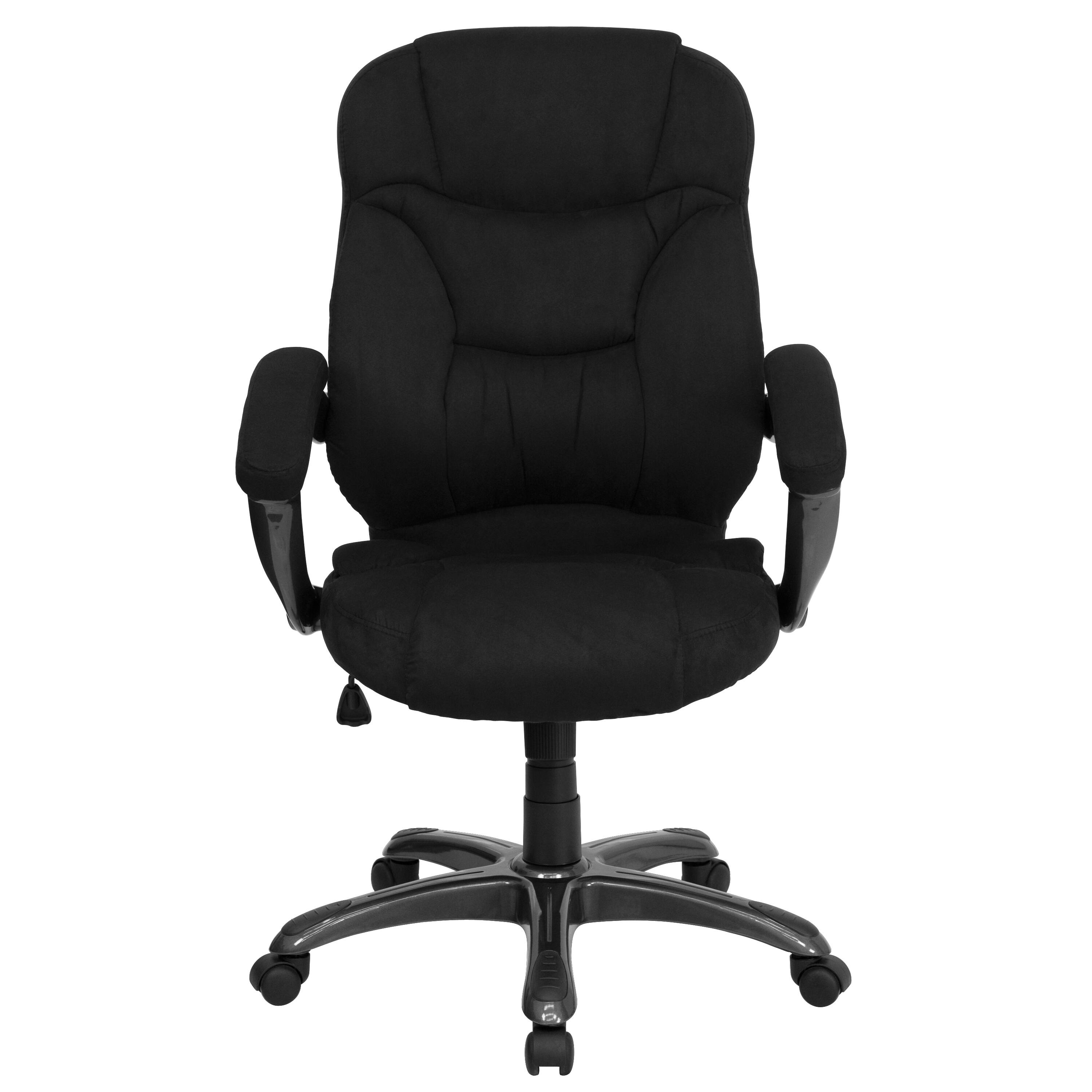Alt View 7. Emma + Oliver - High Back Executive Ergonomic Office Chair with Silver Nylon Base and Arms - Black Microfiber.