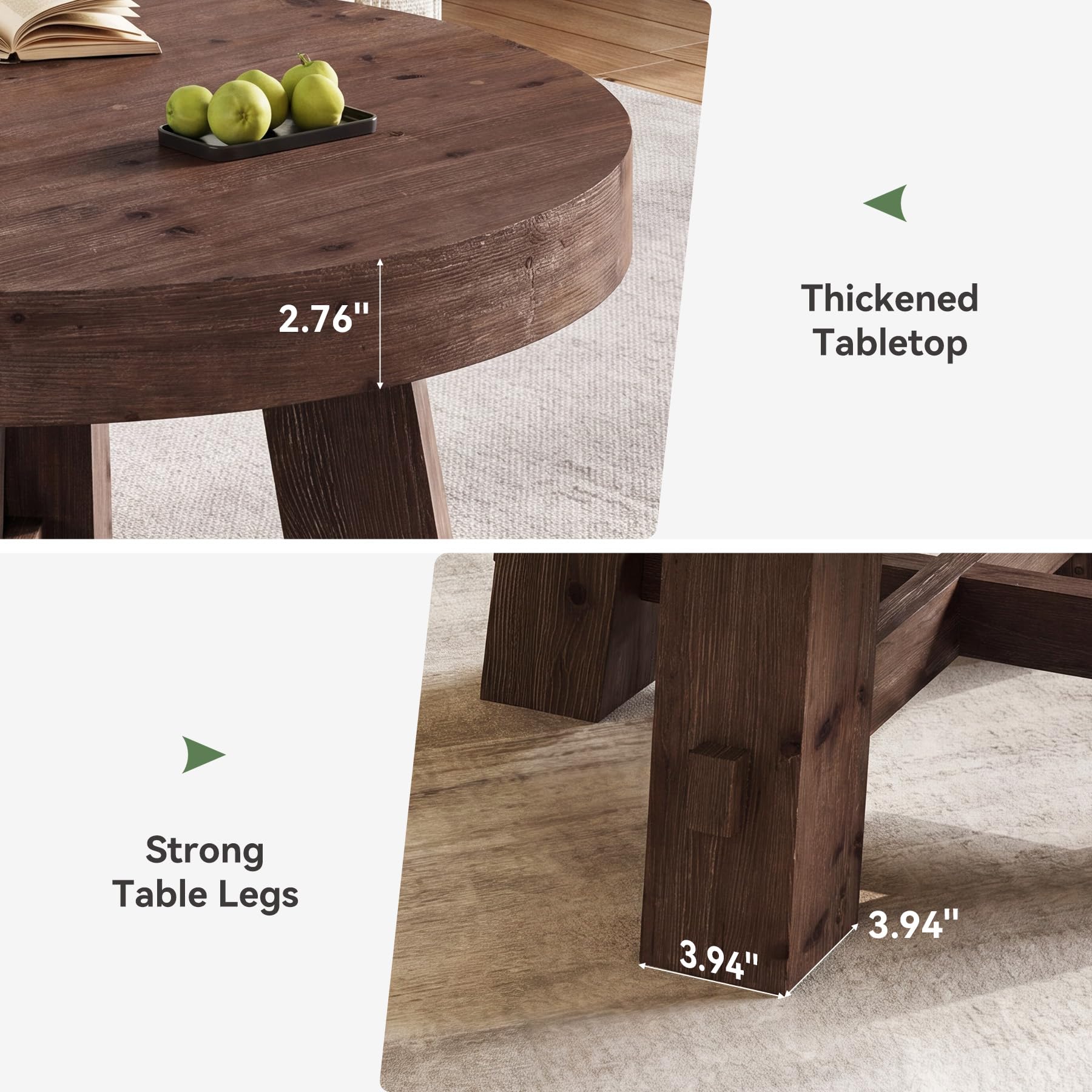2.76"  
Thickened Tabletop  
3.94"  
Strong Table Legs  
3.94"