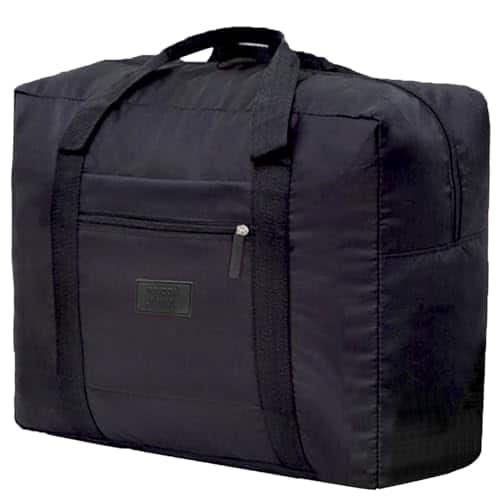 Fabibe - Travel Duffel Bag Lightweight Foldable for Women and Men Waterproof Tote Carry On Luggage Weekender Overnight (Blue+G - Black