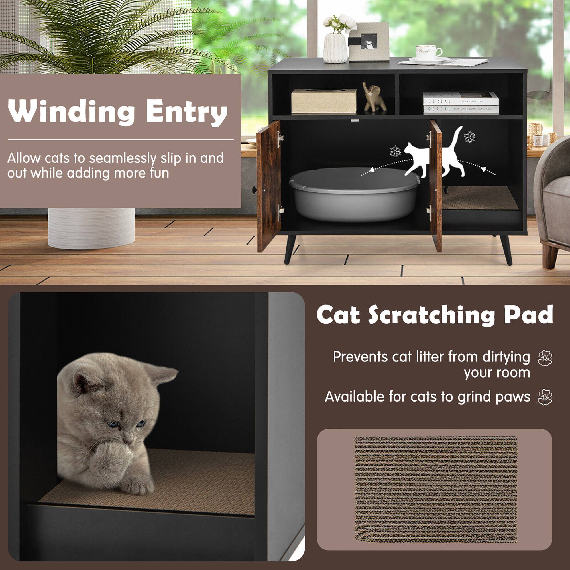 **Winding Entry**  
Allow cats to seamlessly slip in and out while adding more fun

**Cat Scratching Pad**  
Prevents cat litter from dirtying your room  
Available for cats to grind paws