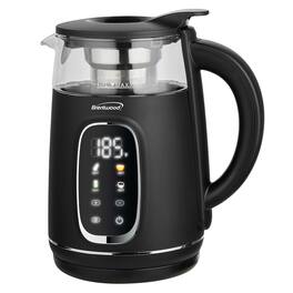 Brentwood - 1.7L 1100W BPA Free 360 Cordless Digital Glass Electric Kettle with Tea Infuser - Black