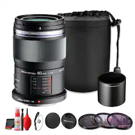 Bundle - OM System - M.Zuiko Digital ED 60mm f/2.8 Macro Lens Micro Four Thirds 1:1 Macro() - Black