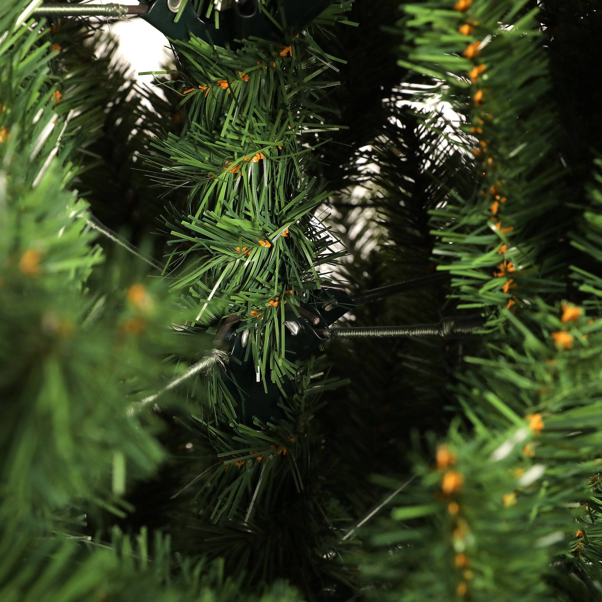 Alt View 2. BreeBe - Pre-lit Christmas Tree 7.5ft Artificial Hinged Xmas Tree with 400 Pre-strung Led Lights Foldable Stand - Green.