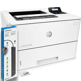 HP - LaserJet Pro M501dn Monochrome Laser Printer (J8H61A) With Power Strip Surge Protector and Electronics Basket MicroF