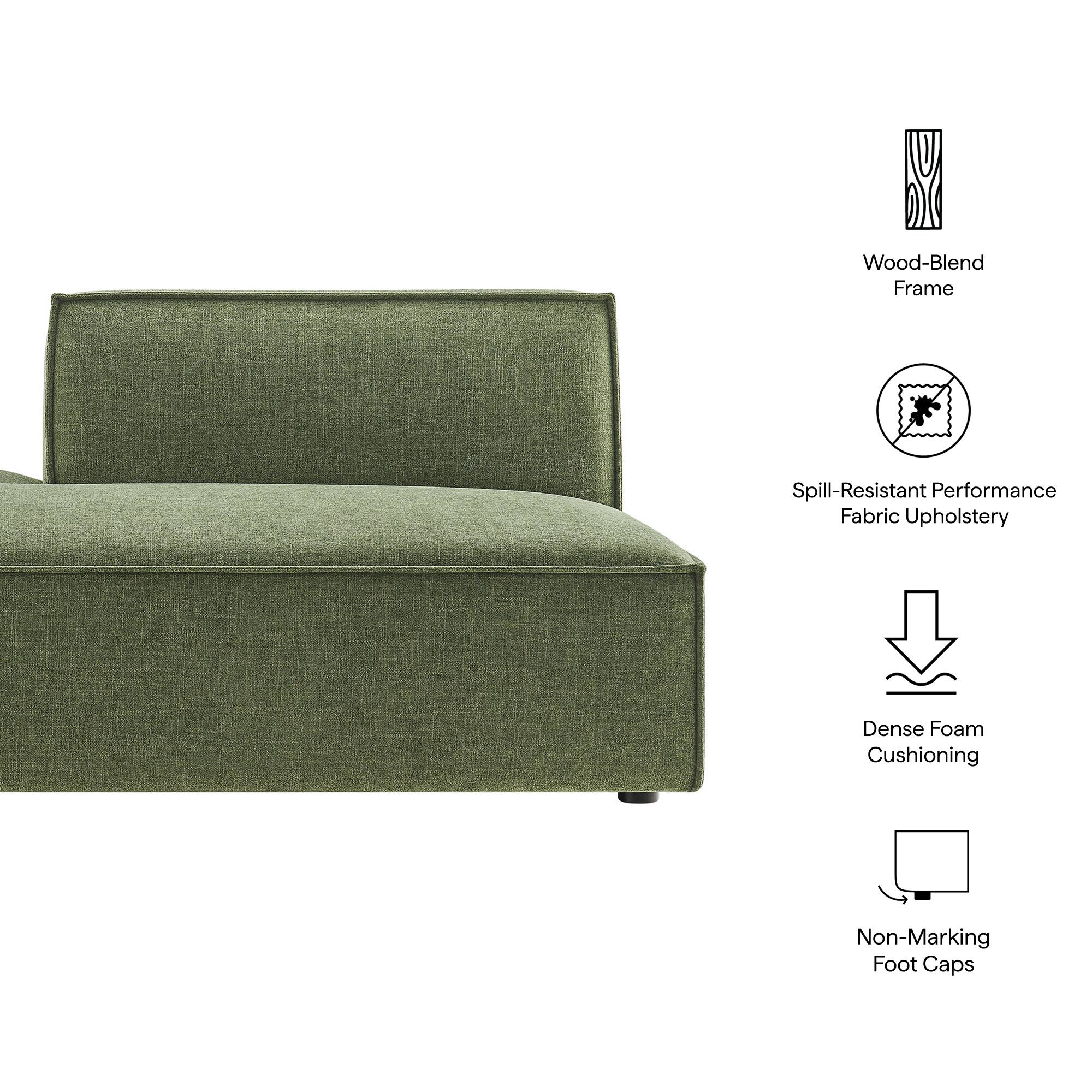Wood-Blend Frame  
Spill-Resistant Performance Fabric Upholstery  
Dense Foam Cushioning  
Non-Marking Foot Caps