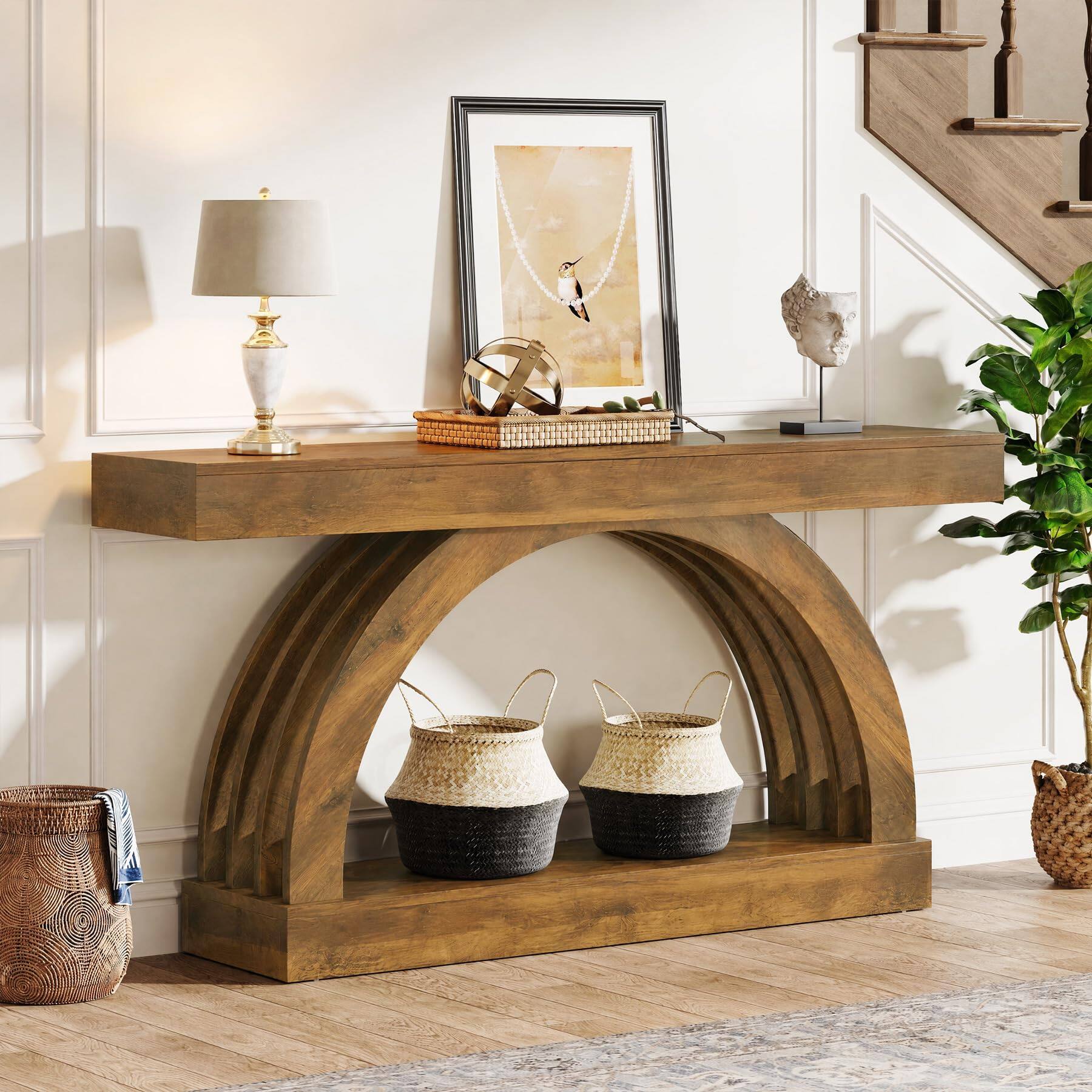 Left. Tribesigns - 63-Inch Entryway Table - Dark Brown.