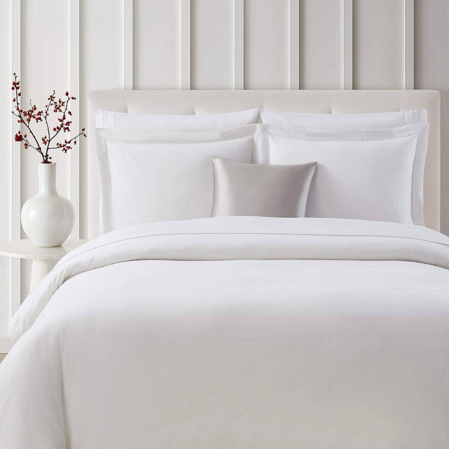 Front. Bibb Home - Bibb Home 3-Piece Heavyweight Flannel Duvet Cover Set - White.