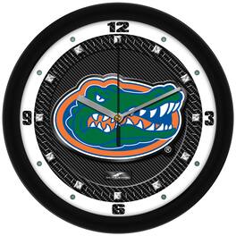 MpDirect - Florida Gators 11.5'' Suntime Premium Glass Face Carbon Fiber Wall Clock - Multicolor