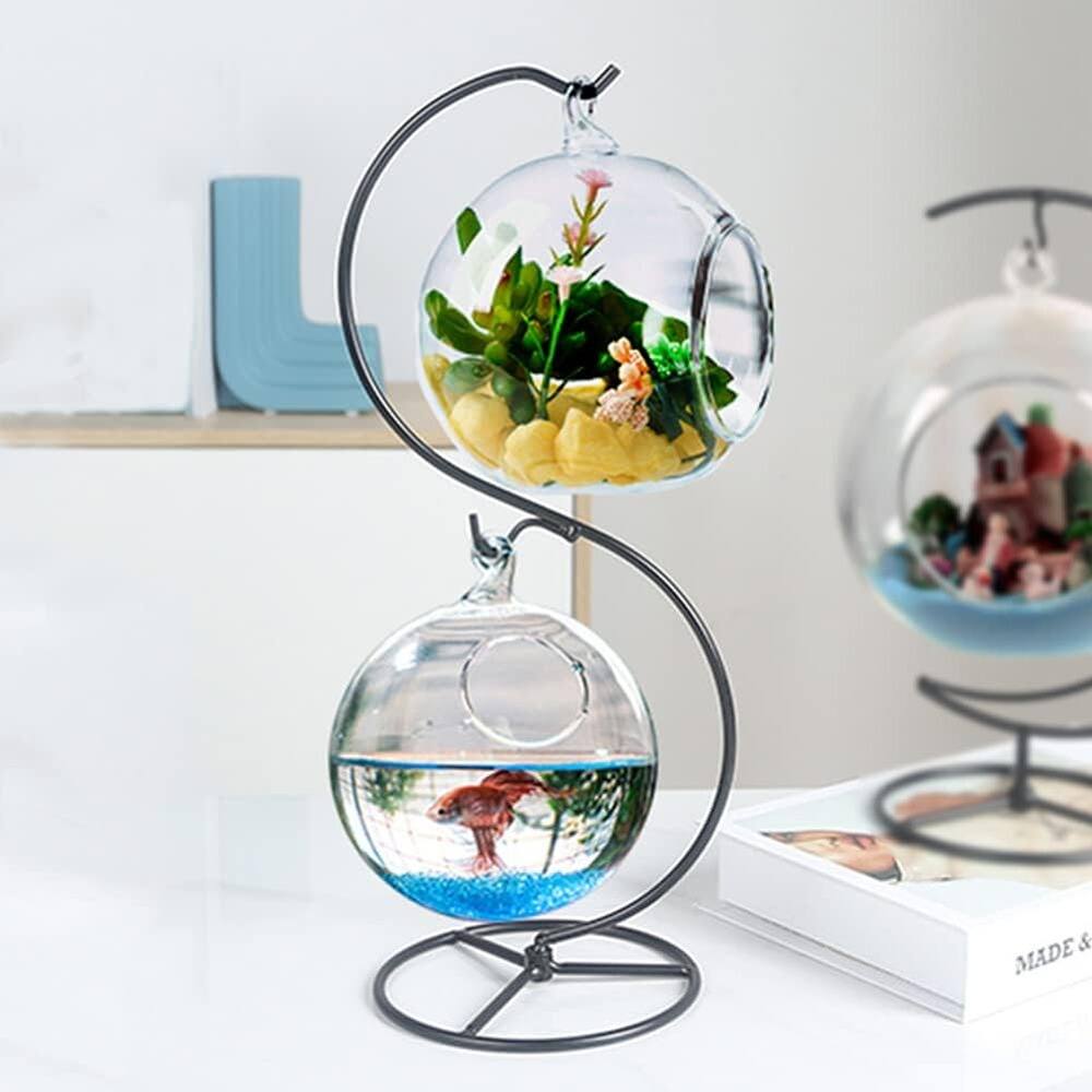 Alt View 1. PARKER SLATER - Iron Ornament Display Stands, 13" Hanging Holders, 2-Pack - Black.