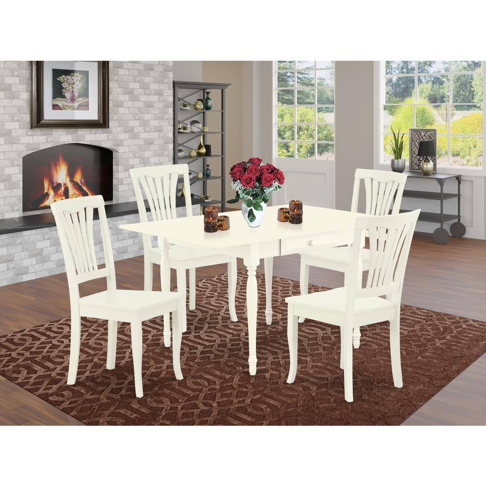 Left. East West Furniture - Dining Room Set Linen White - Brown.