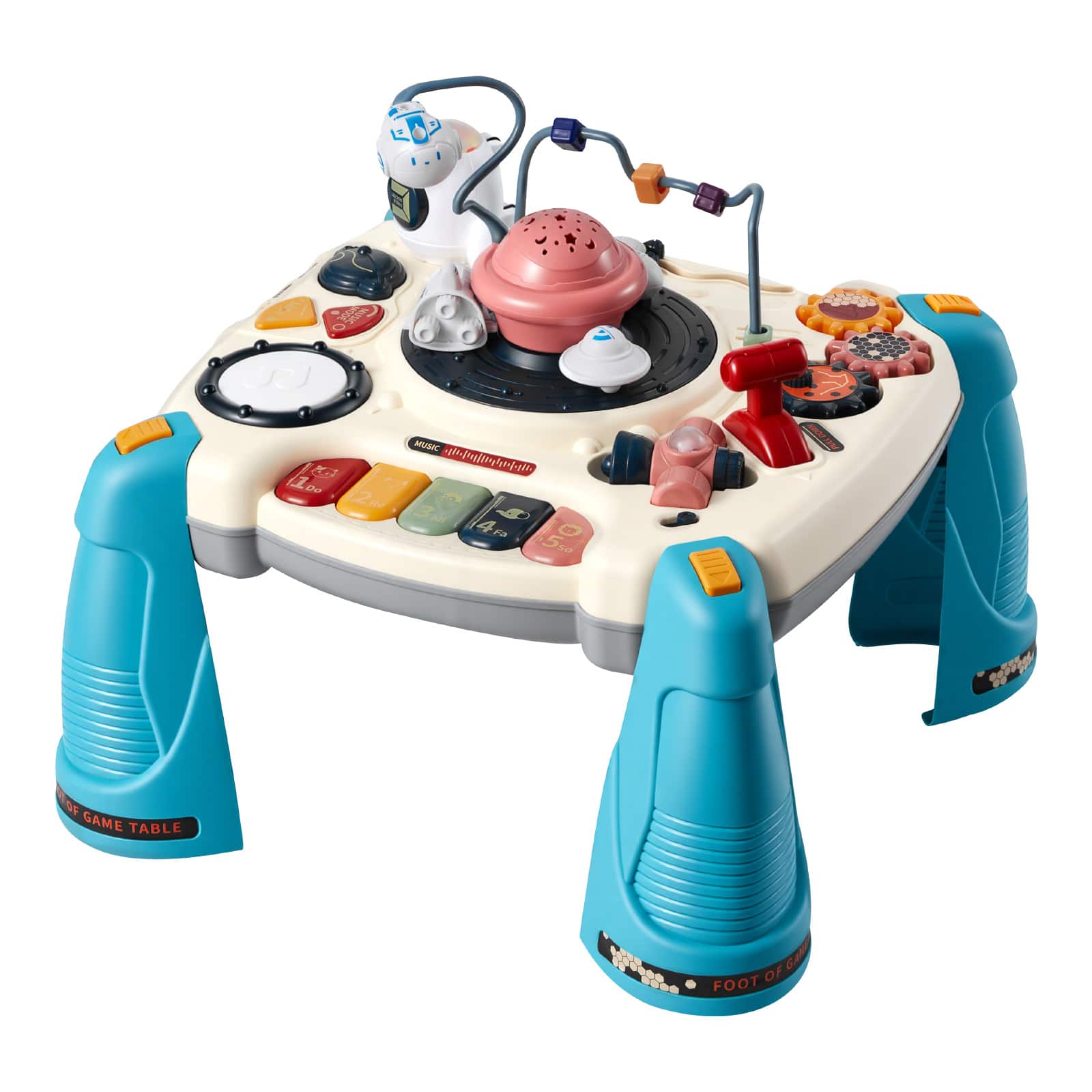 VEVOR - Baby Spacecraft Musical Table Toys for 1-3 Years Old, Learning Activity Desk with Space Theme & Soft-glow Star Projector - Colored accents (blue tones)