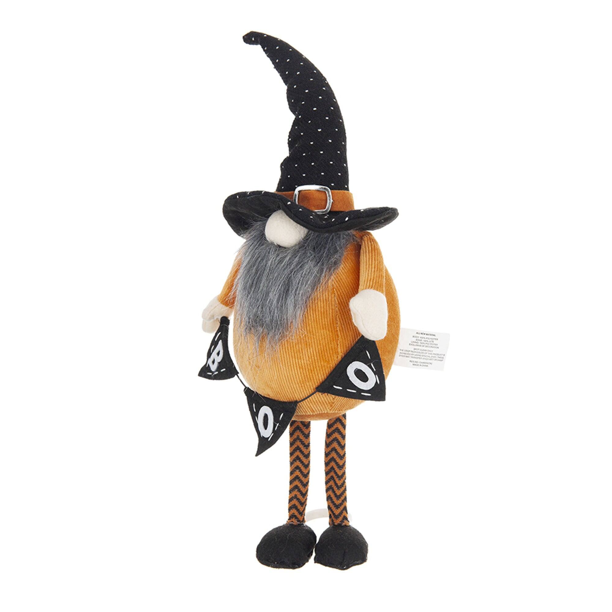 Alt View 2. Boyel Living - Halloween Decorating Fabric Standing Orange Gnome with BOO Banner - Black,Orange,White.