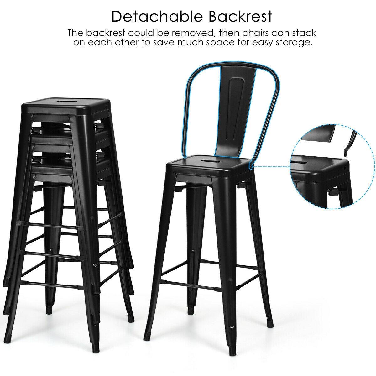 Detachable Backrest
The backrest could be removed, then chairs can stack on each other to save much space for easy storage.