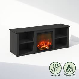 Furinno - Jensen No Heat Decorative Electric Fireplace TV Stand, Entertainment Center for TV up to 60 Inch - Americano