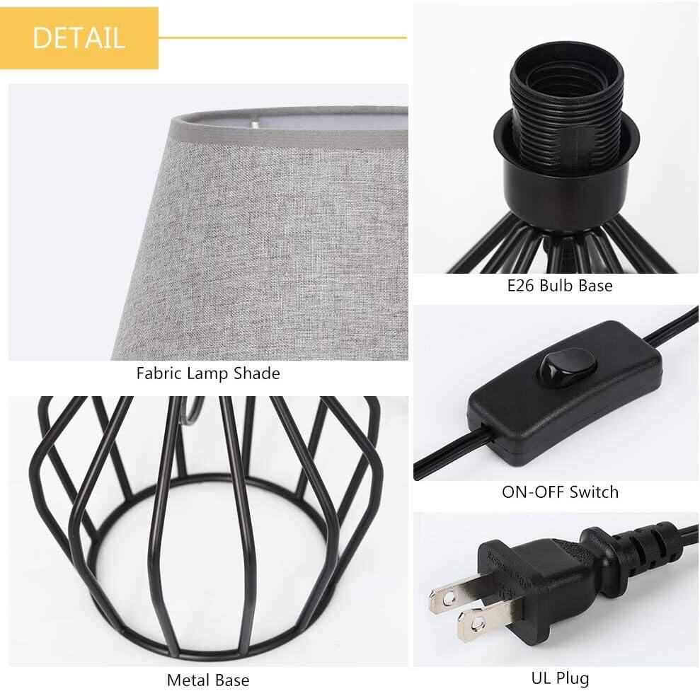 DETAIL

- E26 Bulb Base
- Fabric Lamp Shade
- Metal Base
- ON-OFF Switch
- UL Plug