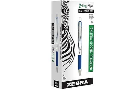 Zebra - Z-Grip Flight Retractable Ballpoint Pen, Bold Point, 1.2mm, Ink, Dozen (21920) - Blue