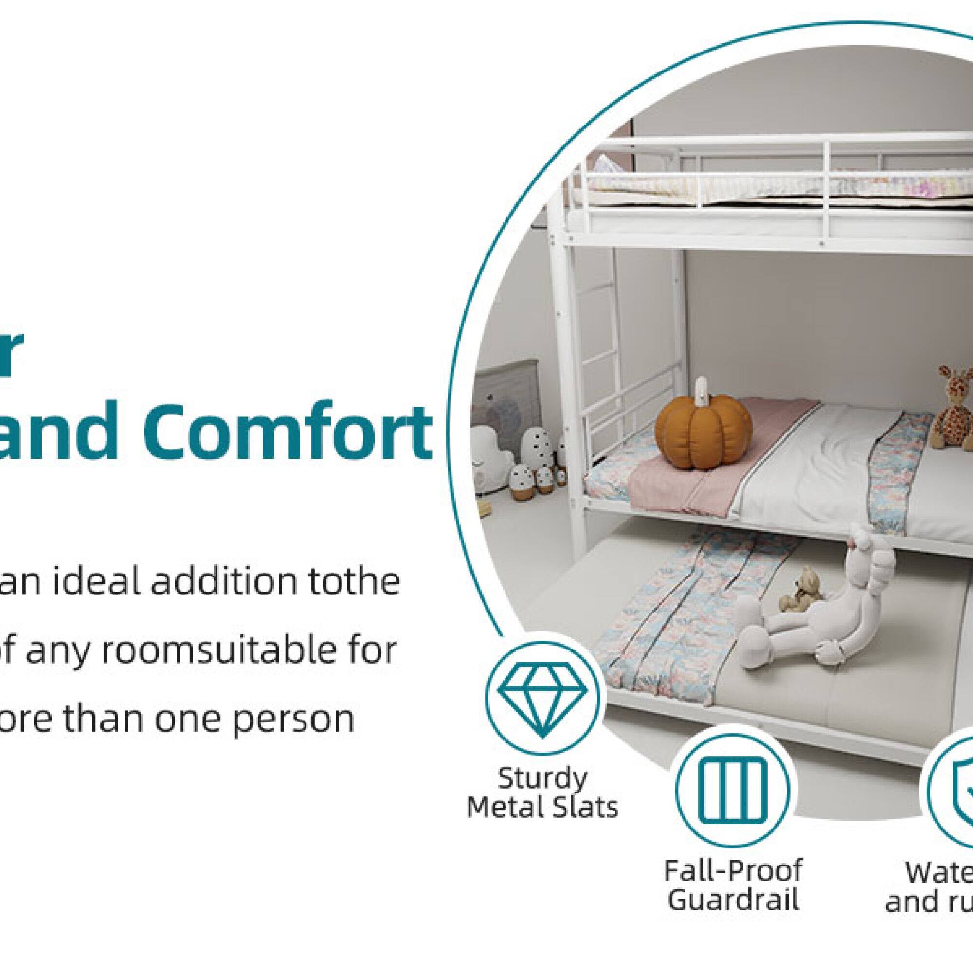 Sure, here is the corrected and grouped text:

---

**Style and Comfort**

An ideal addition to the decor of any room suitable for more than one person

- Sturdy Metal Slats
- Fall-Proof Guardrail
- Water and rust resistant

---