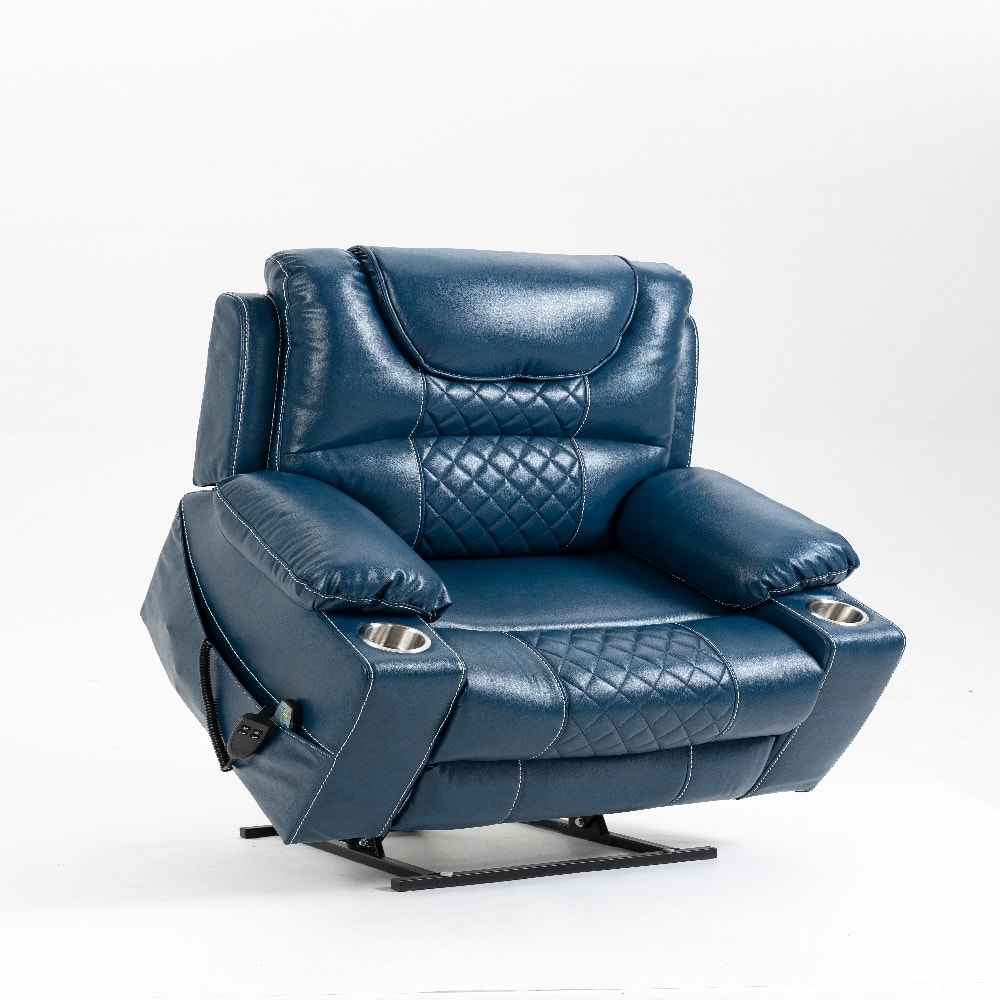 Ropilly - oversized electric lift chair 180 degree flat lay recliner for elderly - Blue