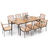 Costway - 9 PCS Patio Dining Set Table with 1.9" Umbrella Hole & 8 Dining Chairs Outdoor - Natural & Black