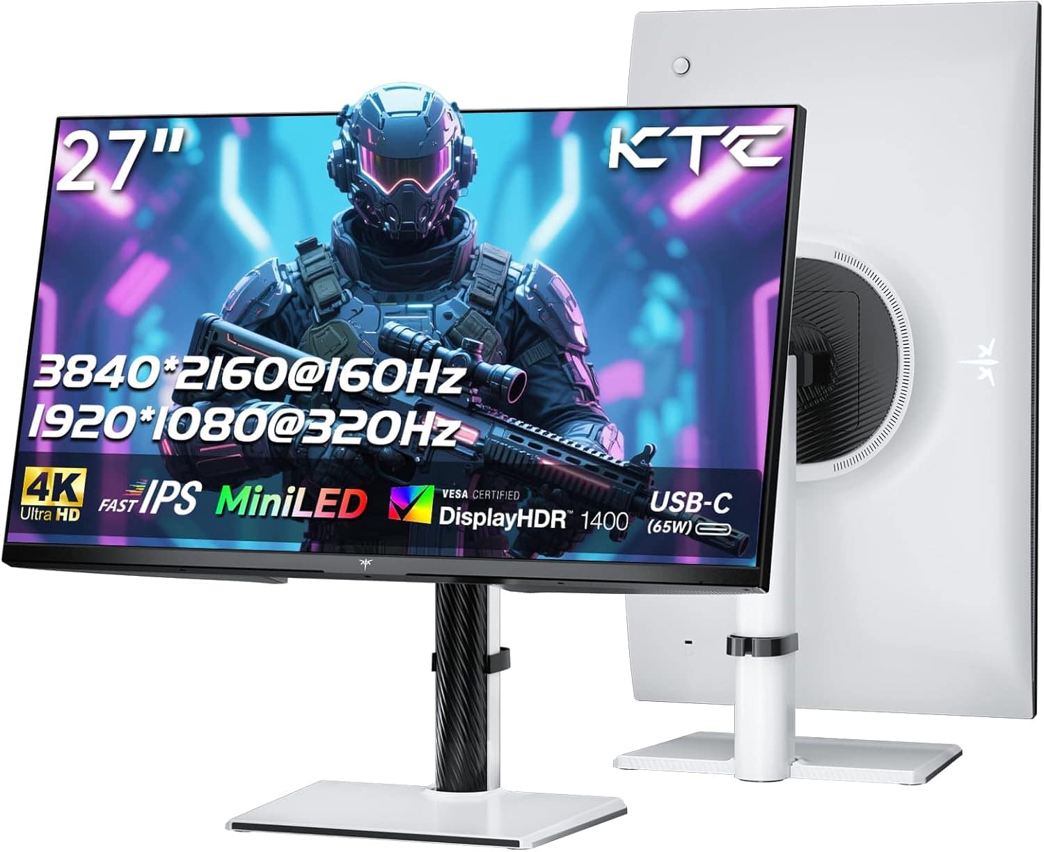 "KTC - M27P6S 27"" 4K MiniLED Gaming Monitor, UHD Dual Mode, 4K 160Hz/320Hz, HDR1400, Fast IPS, 1ms, HDMI 2.1, USB-C, 65W, KVM - White" price history on PriceWatchPro