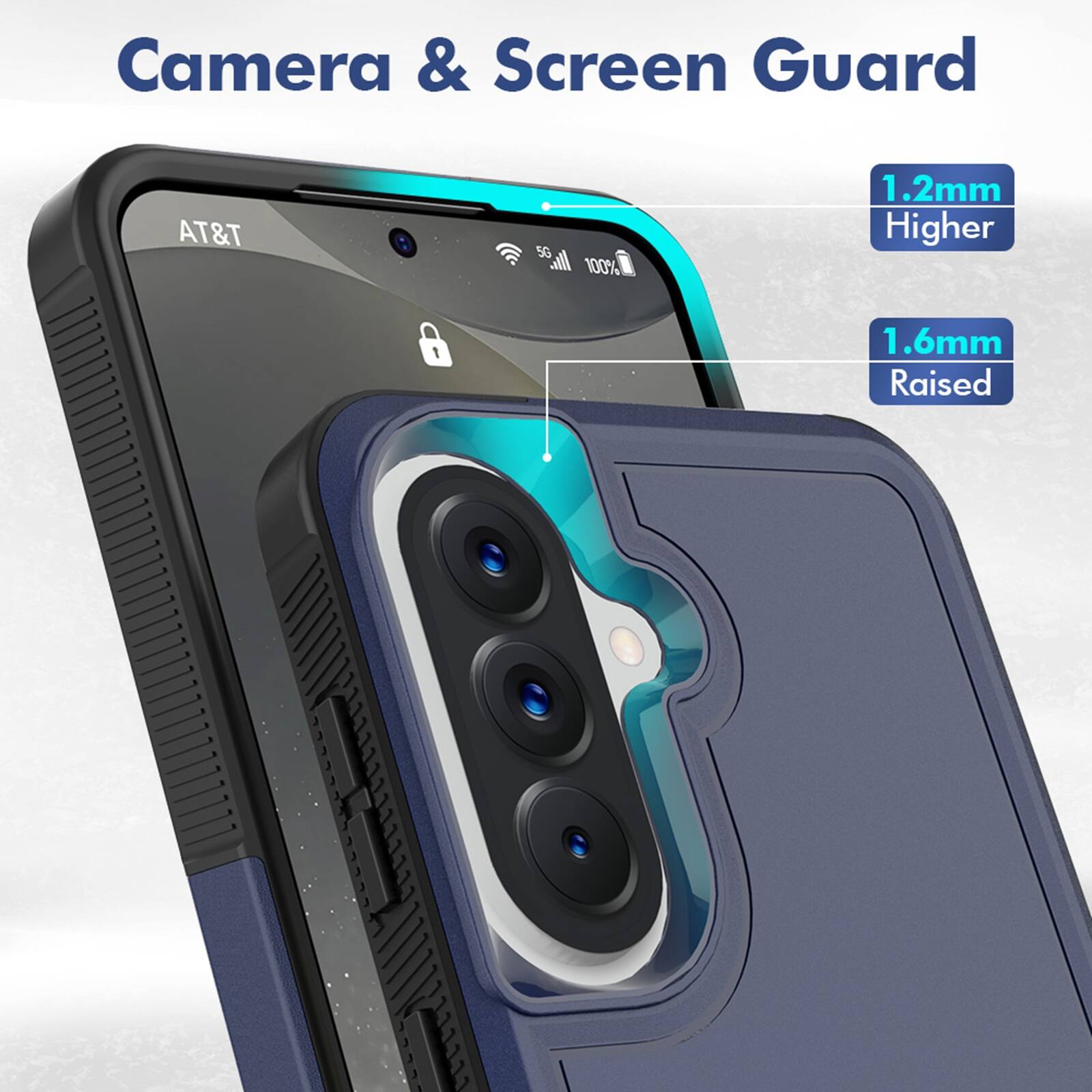 Camera & Screen Guard

AT&T

5G 55ml 100%

1.2mm Higher

1.6mm Raised
