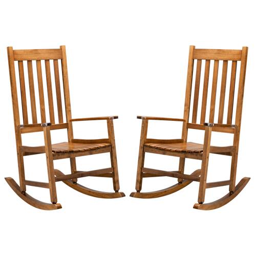 Alt View 6. Winado - Wooden Rocker Rocking Chair, All Weather Wooden Rocking Chair with High Backrest, Patio Rocker for Garden, Yard, Balcony - Original Color.