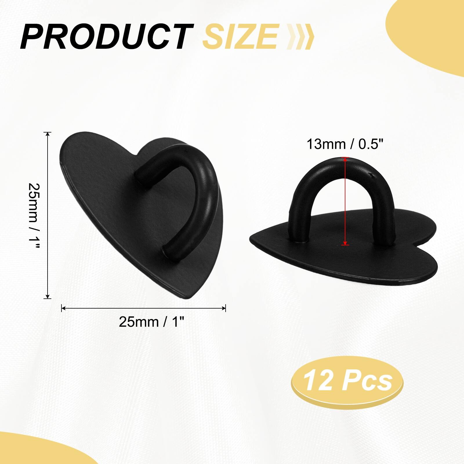 PRODUCT SIZE

13mm / 0.5"  
25mm / 1"  
25mm / 1"  
12 Pcs