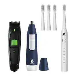 Pursonic - GroomSmart Trio Bundle — USB Rechargeable Electric Toothbrush, Beard & Body Trimmer, and Nose & Ear Hair Trimmer - Multicolor