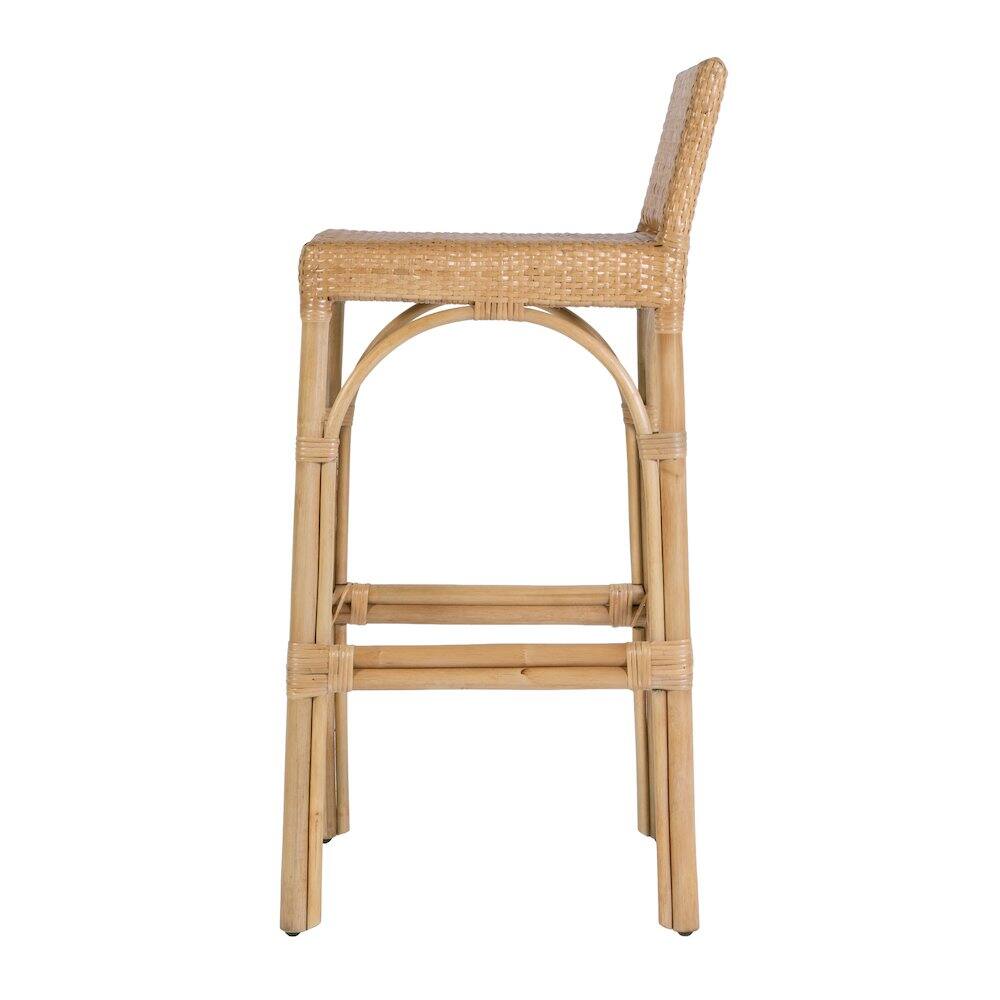 Back. Butler Specialty - Serienna 30 in. Seat Height Rectangular Rattan Low Back Bar Stool - Natural.