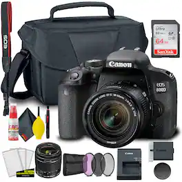 Canon - EOS 800D / Rebel T7i DSLR Camera with 18-55mm Lens Bundle (International Version) - Black