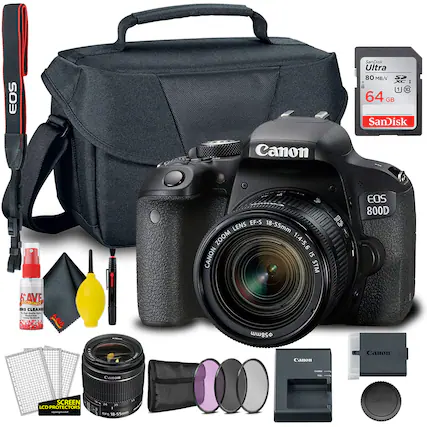EOS SanDisk Ultra 80 MB/s 64 GB
Canon EF-S LENS 18-55mm ZOOM 1:4-5.6 CANON IS STM
EOS 800D
SAVE TRONIC INS CLEANER
SCREEN LCD PROTECTORS
Canon EF-S 18-55mm